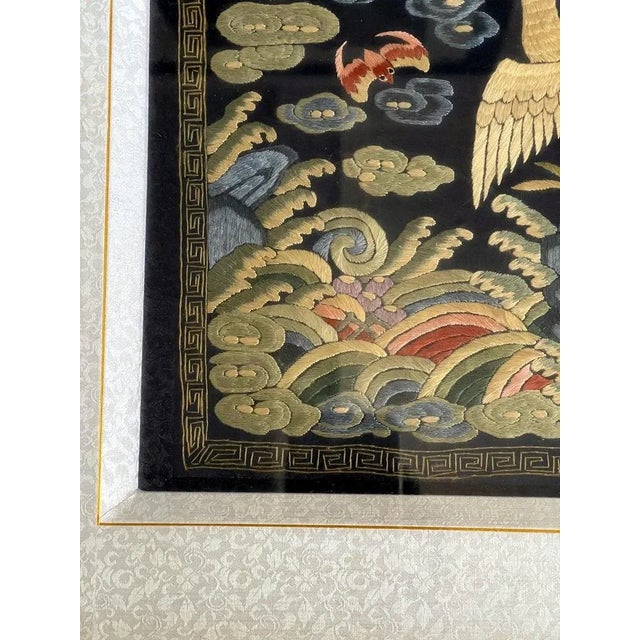 Textile Late 19th Century Framed Chinese Qing Dynasty Embroidered Sixth Rank Badge For Sale - Image 7 of 11