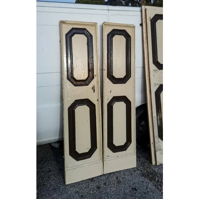 Antique Internal Doors with Painted Hexagonal Tiles, set of 2 For Sale - Image 4 of 4