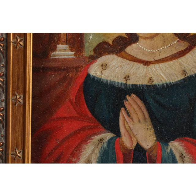 Paint Saint Hedwig, Oil on Tin, 19th Century For Sale - Image 7 of 11