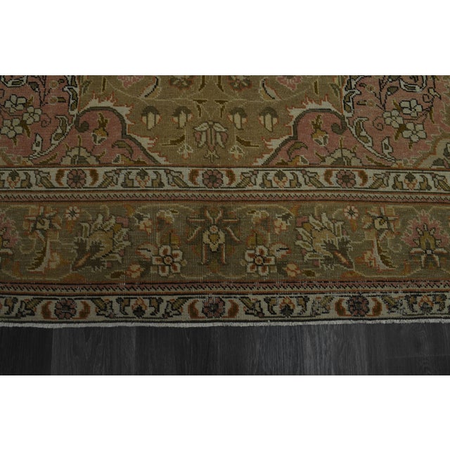 1970s 1970s Vintage Persian Handmade Wool Cotton Green Area Rug For Sale - Image 5 of 11