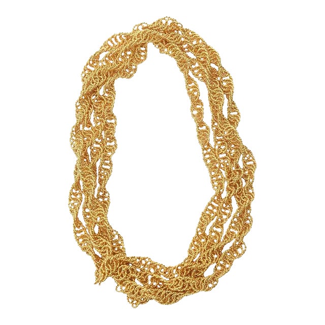 Vintage Gold Plated Spiral Chain Wrap Long Necklace For Sale