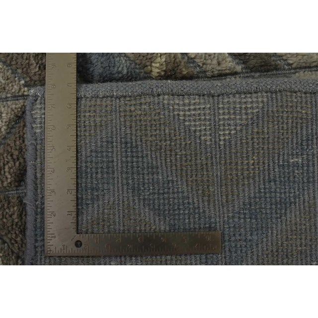 Chevron Rug 8' X 10'2'' Gray Blue Wool Contemporary Hand-Knotted Carpet For Sale - Image 12 of 12