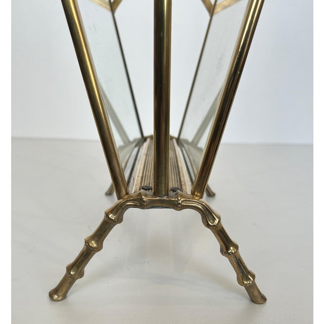 1940s Faux bamboo bronze and brass magazine rack by Maison Baguès For Sale - Image 11 of 12