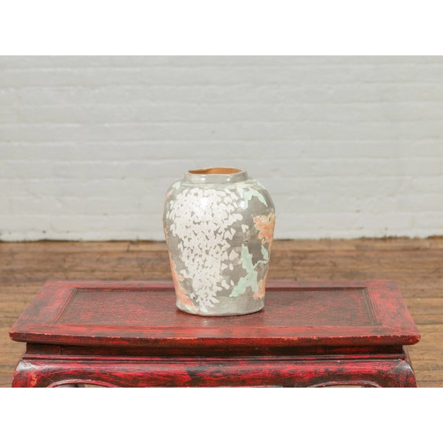 Contemporary Contemporary American Collection Ceramic Vase with Large Orange Flowers For Sale - Image 3 of 9