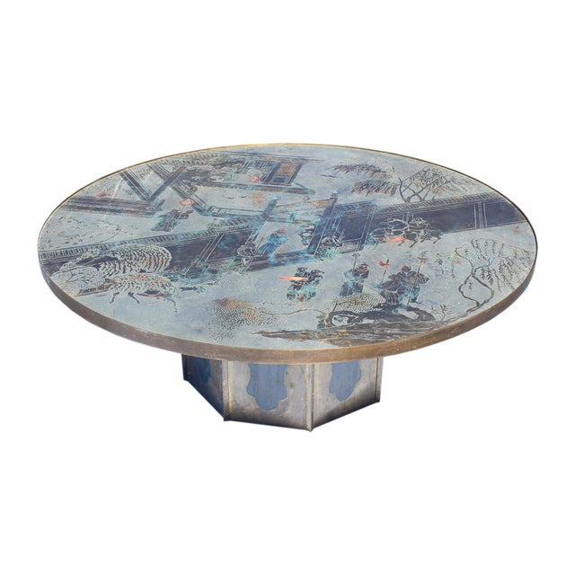 A "Chan" coffee table designed by Philip (1907-1987) and Kelvin LaVerne (1937-2025). This table features a round top with...