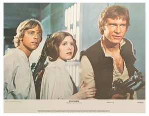 Original Vintage Star Wars Lobby Card with Luke Skywalker, Princess Leia and Han Solo, 1977