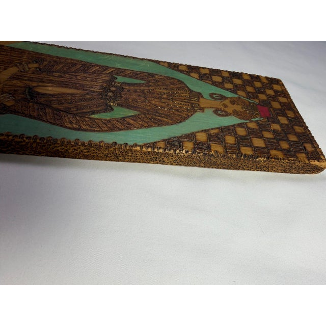 Mid-Century Turkish Pyrography Panel of an Ottoman Lady, İstanbul Olgunlaşma Enstitüsü For Sale - Image 10 of 16