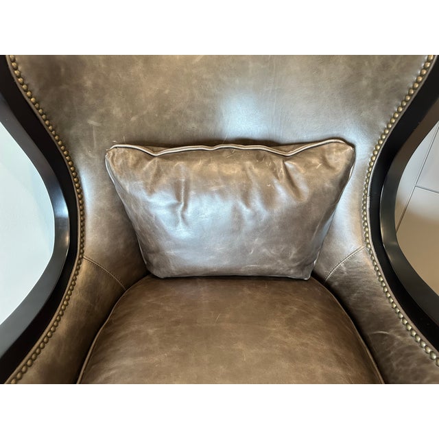Arhaus Arhaus Catania Wingback Chair & Matching Ottoman in Libby Smoke For Sale - Image 4 of 17