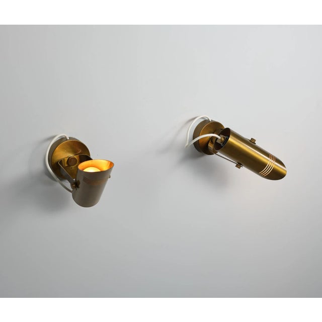 Metal Mid-Century Modern Italian Adjustable Brass Wall Lamps, 1960s, Set of 2 For Sale - Image 7 of 11