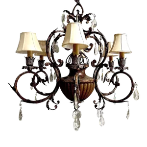 French Inspired Hand-Wrought Iron Six + One Light Chandelier by Fine Art Lamps