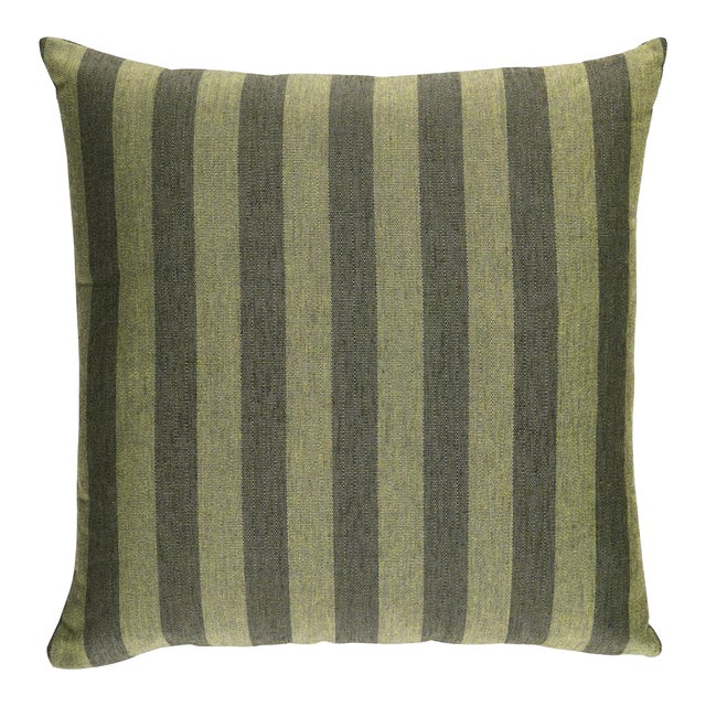Schumacher Hanson I/O Stripe 22" Pillow In Green For Sale