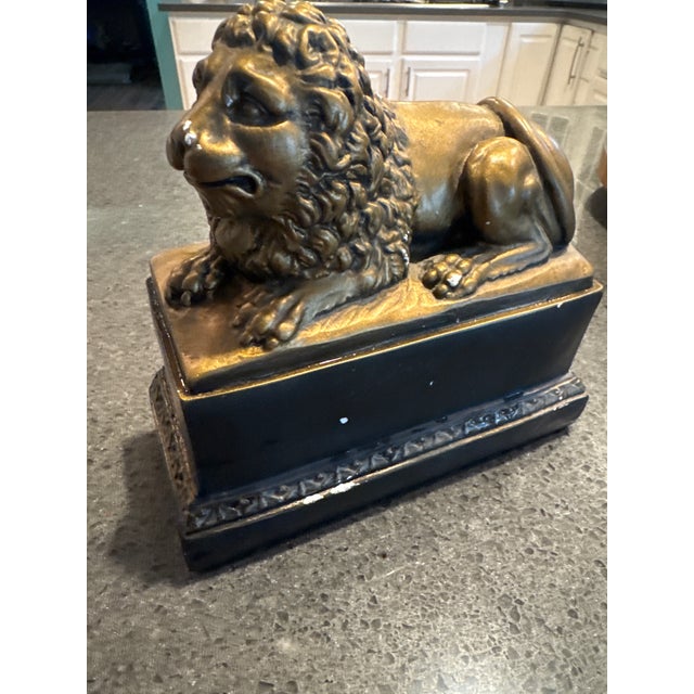 Hollywood Regency Hollywood Regency Gilded Lion Bookends by Borghese For Sale - Image 3 of 5