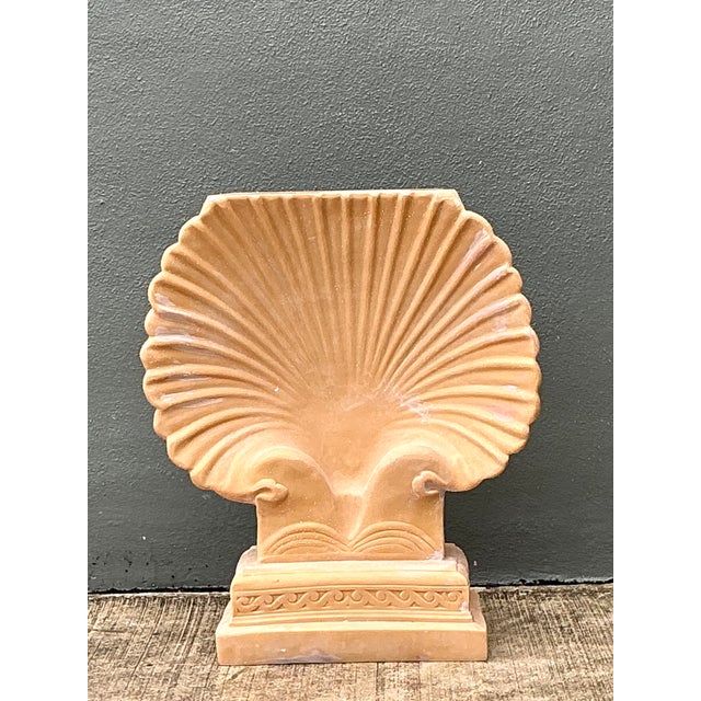 Vintage Eco-Plaster Clam Shell Console Pedestal For Sale - Image 10 of 12