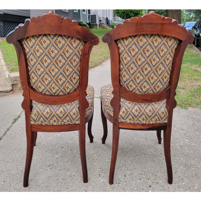 Late 19th Century Late 19th Century Victorian Carved Rosewood Parlor Chairs For Sale - Image 5 of 15