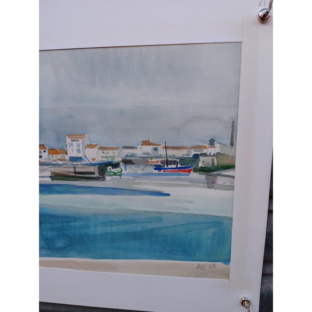 1980s Michel Roubille, L'Île d'Yeu, 1983, Watercolor For Sale - Image 5 of 6
