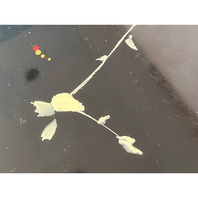 Italian Mid-Century Modern Black & Gold Coffee Table with Abstract Painting Top For Sale - Image 14 of 18