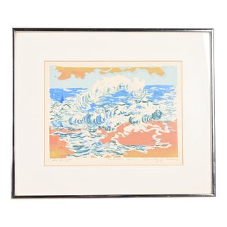 Dorothy J. Adams Original Signed "Frolicking Surf" Framed Serigraph For Sale