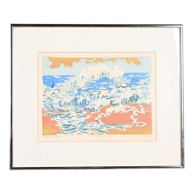 Dorothy J. Adams Original Signed "Frolicking Surf" Framed Serigraph For Sale