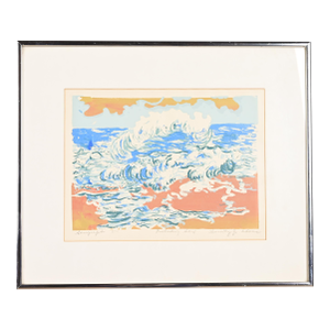 Dorothy J. Adams Original Signed "Frolicking Surf" Framed Serigraph
