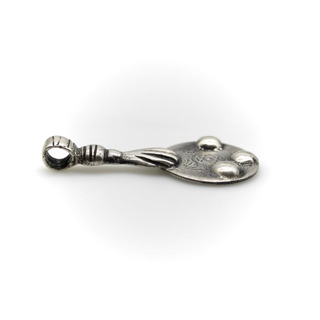 Sterling Silver Vintage Berber Coin Pendant With Hand From Morocco For Sale - Image 4 of 8