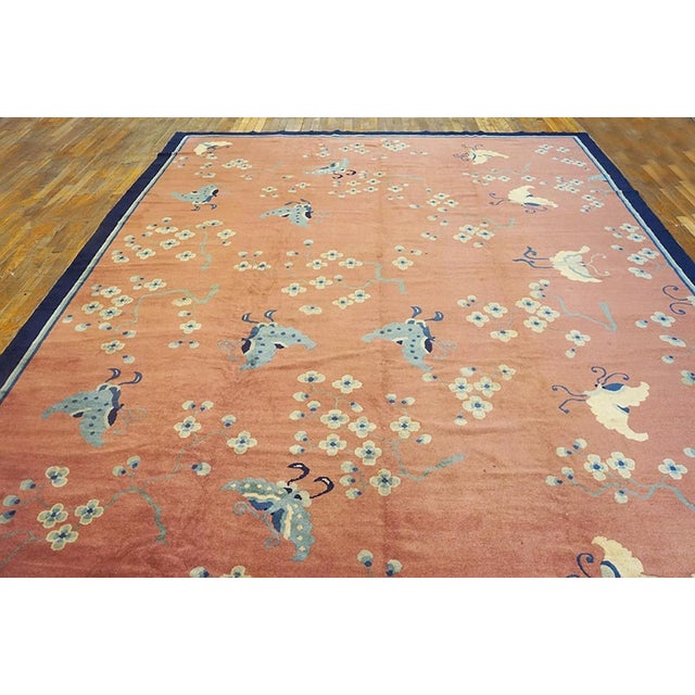 19th Century Chinese Peking Carpet ( 9'3" x 11'9" - 282 x 368 cm ) Antique Chinese - Peking Coral 1880s Rug, Circa Date:...