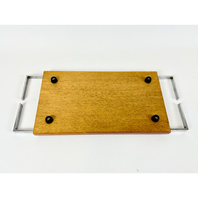 Brown Mid-Century Modern Teak Serving Tray with Tile Inlay, 1960s For Sale - Image 8 of 10