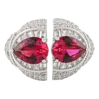 Sterling Silver Statement Ring With Pink & White Cubic Zirconia Vintage Glam Size 8 For Sale