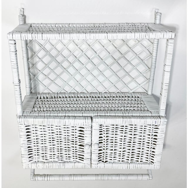 Vintage White Wicker Wall Shelf Chairish
