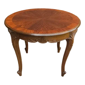 20th C. Handcrafted Bookmatched Brazilian Rosewood Provincial Gueridon