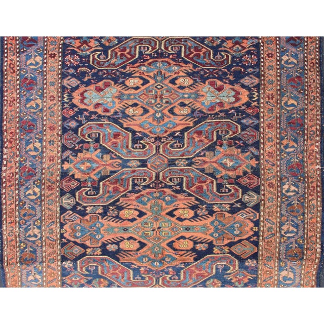 Early 20th Century Antique Caucasian Sumac Rug in Varying Colors of Orange and Blue For Sale - Image 9 of 12