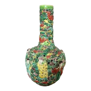 Late 19th Century Chinese Openwork Famille-Rose Porcelain Vase Signed