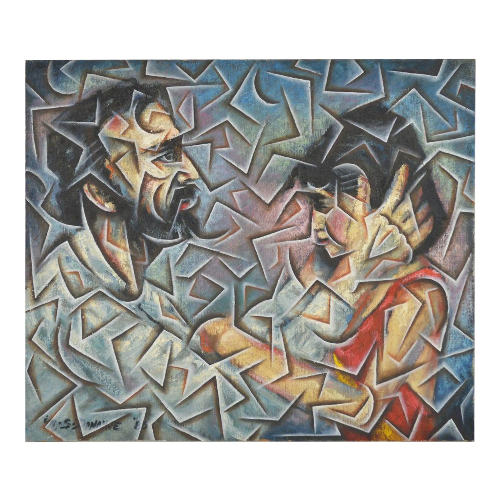 20th Century Cubist Painting Signed | Chairish