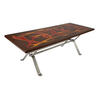 Mid-Century Modern Coffee Table with Chrome Frame For Sale