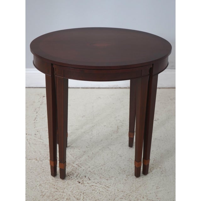 Traditional Baker Federal Style Inlaid Mahogany Nesting Tables For Sale - Image 3 of 14