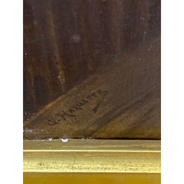 Wood 19th Century Georges Jean Marie Haquette "Fishermans Daughter" Original Oil Painting W/Print For Sale - Image 7 of 12