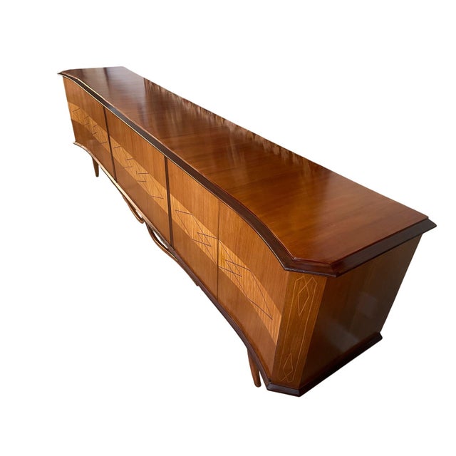 Brown Italian Mid-Century Inlaid Six-Door Sideboard. 1960's. For Sale - Image 8 of 16