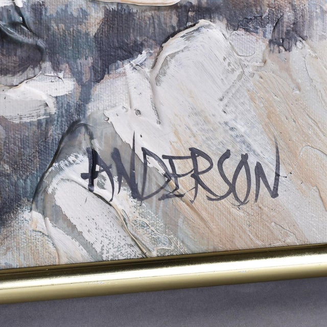 Vintage 1970s Large Scale White Tigers Painting by Anderson For Sale - Image 4 of 12