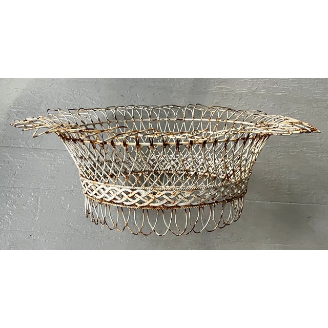 Antique 19th Century French Victorian Oval Wire Garden Basket or Planter For Sale - Image 10 of 12