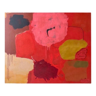 Large Abstract Painting in Rich Red Colors by Artist John Luckett, 48” X 60” For Sale