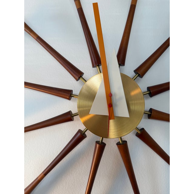 Mid 20th Century Mid 20th Century Nelson Walnut Spindle Clock by Vitra For Sale - Image 5 of 5
