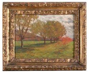 Landscape with Trees - Oil on Cardboard by Alberto Zardo Early 20th Century