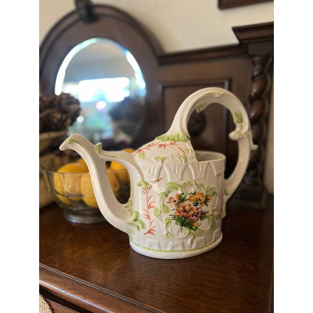 Vintage Ceramic Hand-Painted Watering Can For Sale - Image 10 of 10
