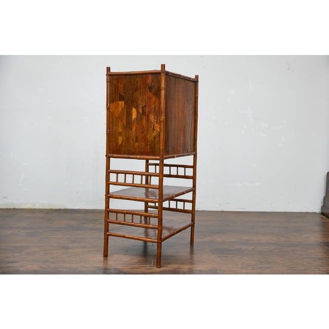 19th Century English Bamboo Cabinet with Parquetry Door and Shelves For Sale - Image 12 of 12