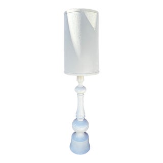 West Elm White Lacquer Modern Floor Lamp W/Shade For Sale