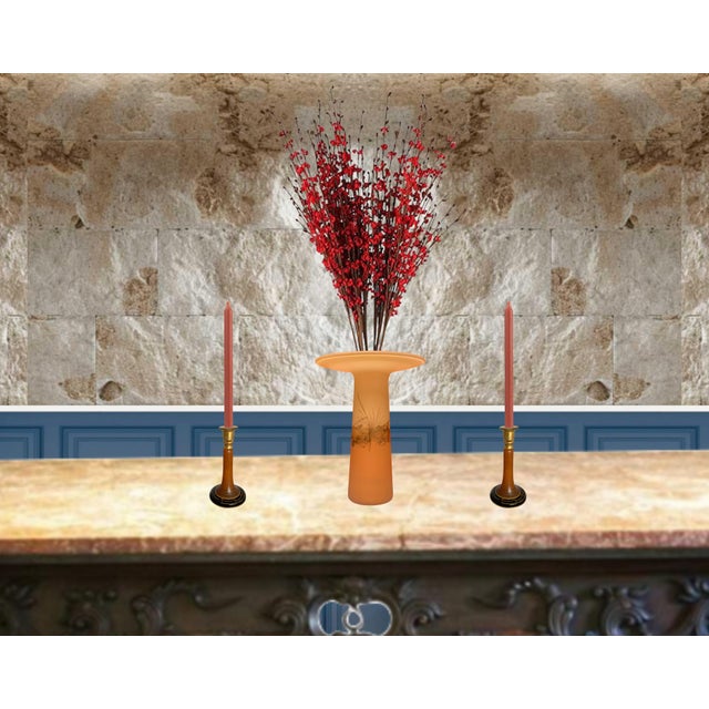 Mid-Century Amber Czech Candle Holders and Zweisel Glass Vase For Sale - Image 10 of 12