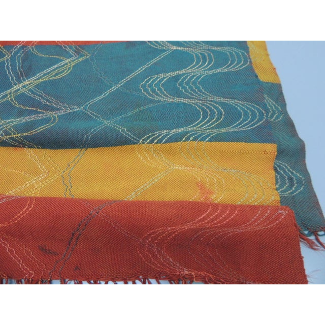 Large Antique Green & Yellow Turkish Woven Cloth or Portiere For Sale - Image 4 of 9