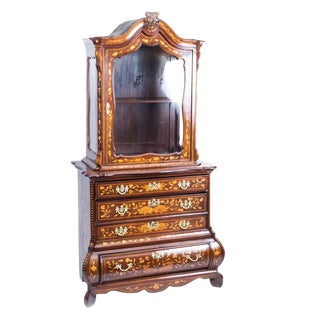 18th Century Dutch Walnut Marquetry Cabinet on Chest For Sale