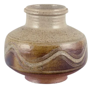 Modernist Ceramic Vase in Glaze in Brown and Sandy Tones by Nils Kähler for Kähler, 1960s