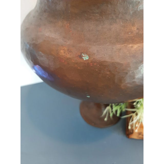 Metal Huge Vintage Copper Pedestal Bowl For Sale - Image 7 of 13