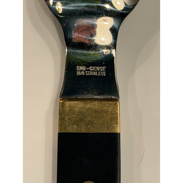 Rare Set of Vintage Swedish Stainless Steel Brass & Wood Flatware For Sale - Image 13 of 15